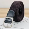Unisex geflochtener elastischer Gürtel mit Metallschnalle, lässig minimalistisch für Jeans. - Länge 95cm Breite 2.8cm / Kaffeebraun