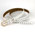 Ceinture femme blanche élégante cuir design ajouré boucle dorée accessoire jean tendance. - 105cm / Blanc