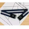 Blau-weiß gestreifter elastischer Gürtel für Damen, spurloser, schnallenloser Stretchgürtel. - Blau und Weiß