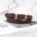 Retro dunkelbraune Damen Ledergürtel mit antikem goldenen Dornschließe, Jeans Dekogürtel. - Kaffeebraun