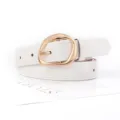 Weißer Damen Gürtel mit unregelmäßiger goldener Dornschnalle, elegante PU Leder Taille für Jeans. - 105cm / Weiß
