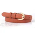 Damen brauner Ledergürtel mit goldener Dornschließe, vielseitiger Taillengürtel für Jeans. - 105cm / Camel