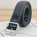 Grauer geflochtener Gürtel mit Schnalle, lässiger Unisex Elastikgürtel für Jeans und Alltag. - Länge 95cm Breite 2.8cm / Grau