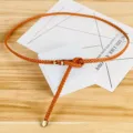 Damen schmaler geflochtener Ledergürtel Retro lässig Kleid Taillenband Metallschließe - Camel
