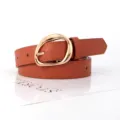 Damen Brauner Ledergürtel Unregelmäßige Goldschnalle Mode Casual Taillengürtel Stil - 105cm / Camel