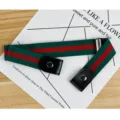Ceinture élastique sans boucle avec motif de rayures vertes et rouges pour vos jeans. - Rouge et Vert