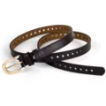 Damen Loch-Ledergürtel dunkelbraun Metallschließe stilvoll lässig Jeans Taillenzubehör - 105cm / Kaffeebraun