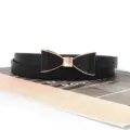 Eleganter Damen Ledergürtel in Schwarz mit goldener Schleifenschnalle für modische Kleider. - 100cm / Schwarz