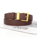 Damenbrauner Modegürtel mit goldenem quadratischen Dornschließe Freizeit Accessoire - Kaffeebraun
