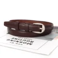 Damen brauner PU Ledergürtel mit silberner Dornverschnallung, minimalistischer Jeansgürtel. - Kaffeebraun