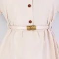 Damen Taillengürtel, stilvoller Retro Kleid Gürtel mit Metallringen, vielseitiges Zubehör. - 90cm / Gebrochenes Weiß