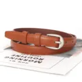 Brauner Damen PU Ledergürtel silberne Dornschließe minimalistisch vielseitige Jeansgürtel - Camel