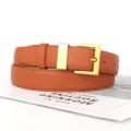 Brauner Ledergürtel mit quadratischer goldener Schnalle lässiger Damengürtel Stil - Camel