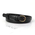 Damen Schwarzer PU Ledergürtel Minimalistischer Dornschnalle Casual Jeans Bund Variante - Schwarz (1726)