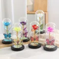 Kleurrijke goudfolie roos glazen koepel oplichtende vlinder geconserveerde bloem cadeau - Kleurrijke Vlinder Roos-Rood