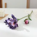 Fausse fleur d'iris rétro à deux têtes artificielle pour déco table maison mariage. - Violet