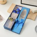 Coffret cadeau de roses en savon bleu avec noeud, bouquet artisanal pour fetes et amour - Bleu