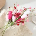 Bouquet de fleurs artificielles tulipes et baies cœur pour décoration saint valentin - Tulipe à 5 Têtes