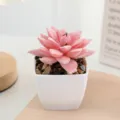 Artificial flocked mini succulent plant in white square pot for indoor home desk decor - Flocked Style 8