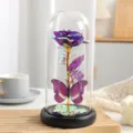 Rosa in foglia d'oro LED ornamento cupola di vetro variante, regalo creativo decorazione. - Rosa Farfalla Iridescente - Viola