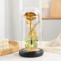 Rosa in foglia d'oro cupola di vetro LED luce decorazione da scrivania regalo perfetto. - Rosa Farfalla Foglia d'Oro - Oro