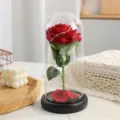 Rosa luminosa a LED sotto cupola di vetro fiore eterno regalo romantico decorazione tavolo - Paralume Perla Grande - Rosso