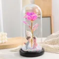 LED Rosa Cupola in Vetro Fiore Eterno Regalo di Coppia Romantico Decorazione Tavolo - Coppia Iridescente - Rosa