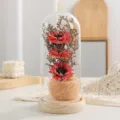 Fiore conservato cupola di vetro LED luce notturna rosa eterna decorazione da scrivania regalo. - Paralume Fiore di Sesamo - Rosa