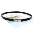 Ceinture fine en cuir noir pour femme avec boucle cadenas argentée accessoire élégant robe - Boucle Verrouillage - Boucle Argent Noir