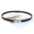 Ceinture fine pour femme robe marron foncé cuir boucle serrure métal accessoire mode - Boucle Verrouillage - Boucle Argent Café