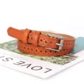 Damen retro hohler schmaler taillengürtel braun lässiges kleid jeans dekorativer gürtel - Camel