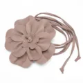 PU leather large flower waist belt bohemian dress decorative tie rope taupe brown - Pink