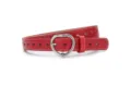 Red leather belt with heart buckle and cutouts, sweet style children women dress accessory. - 110 * 2.3cm / Red