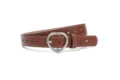 Brown heart cutout leather belt for women and girls, stylish silver buckle dress accessory. - 110 * 2.3cm / Camel
