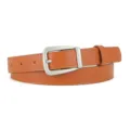 Brown PU leather belt for women, casual pin buckle waist belt for jeans and dresses. - Camel