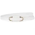 White thin PU leather belt for women, elegant metal buckle, versatile stylish dress accessory. - Length 105 Width 1cm / White