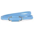 Light blue thin PU leather belt for women, elegant variant display showing stylish metal buckle. - Length 105 Width 1cm / Blue