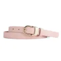 Pink women thin leather belt with gold buckle stylish accessory for jeans and dresses - Pink