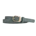Ceinture fine pour femme en cuir avec boucle dorée, accessoire vert foncé pour jeans et robes. - Vert