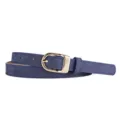 Ceinture fine en cuir bleu pour femme avec boucle dorée élégante pour jeans et robes. - Bleu