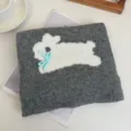 Sciarpa invernale in maglia con coniglio simpatico fiocco caldo morbido collo di lana donna - Coniglio Carino / Grigio
