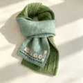 Sciarpa in maglia misto lana bicolore stile coreano autunno inverno con motivo di pecore - Verde