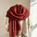 Sciarpa invernale a quadri rossa e nera, scialle caldo e spesso in finto cashmere da donna. - Rosso Quadri Fini