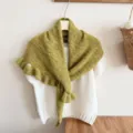 Stylish ruffles knitted wool shawl, cozy loose cape cardigan for women, perfect autumn wear. - Mustard Green