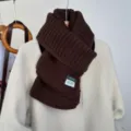 Sciarpa in maglia di lana tinta unita inverno caldo accogliente elegante scaldacollo - Caffè