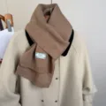 Sciarpa in maglia a tinta unita per autunno e inverno, foulard di lana caldo ed elegante. - Khaki scuro