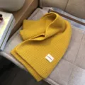 Herbst Winter gelber Strickschal für Damen, einfarbiger Retro gemütlicher warmer Halswärmer. - Kurkuma