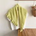 Yellow knitted tassel ruffle shawl wrap cozy stylish cape sweater accessory fashion apparel - Lime Yellow