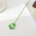 Tige de fleur bouffante tricotée verte artisanale pour déco maison et style de bureau. - Vert