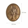 Europäisches Retro Harz Blumen geschnitzt Wandbehang ovale Plakette Barock Deko 25,5x20,5cm - Antik Gold